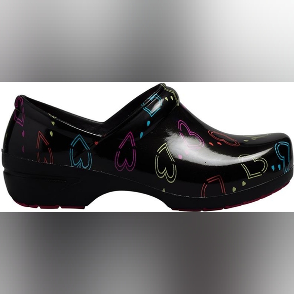 Shoes - Anywear Black Heart Patterned Women's Clogs